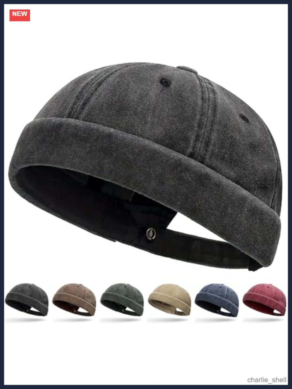 Docker Hat Brimless Sailor Beanie Washed Cotton Polyester Adjustable Cap